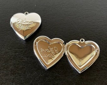 1 gold/silver 'I Love You' heart lockets, heart locket, heart locket gold, heart locket silver, gold heart locket, silver heart locket, love