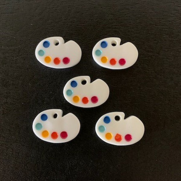 5 paint palette flats, art palette, artist cabochon, artist cabachon, paint cabochons, resin paint palette, mini paint palette, art flatback