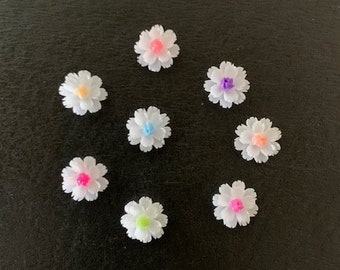 8 random mix flower cabochons, flower cabochon, flower cabachon, flower flat, cabochon flowers, resin flowers, small flowers, flower charms