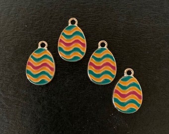 4 easter egg charms, easter egg charms bulk, easter charms, easter charm packs, egg charm, enamel charm, enamel charms, charm pack, charms