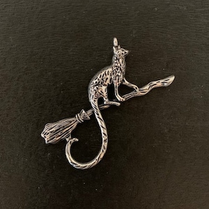 1 silver cat on broomstick charm, cat charm, cat charms, cat charm pack, cat charm pendant, cat charm silver, cat charm bulk, charm cat, cat