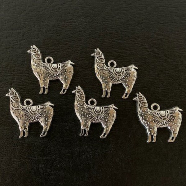 5 alpaca charms, alpaca pendant, alpaca charm, alpaca jewelry, alpaca, animal charms, animal pendant, alpaca silver, silver animal charm