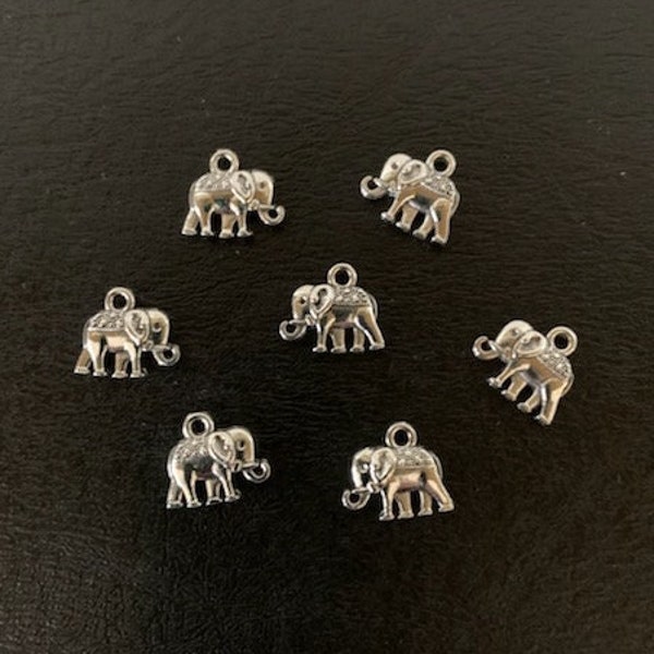 7 elephant charms, metal charms, charm bracelet, elephant charm, elephant charm bulk, silver elephant charm, elephant jewelry, elephant