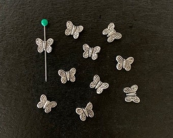 10 silver butterfly beads, butterfly beads, silver butterfly beads, bead butterfly, silver spacer beads, small butterfly, small butterflies