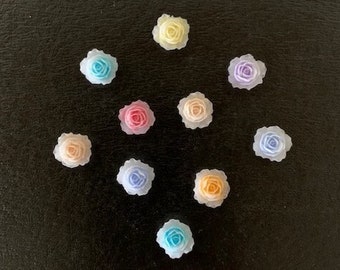 10 random mix flower cabochons, flower cabochon, flower cabachon, flower flat, cabochon flowers, resin flowers, small flowers, flower charms