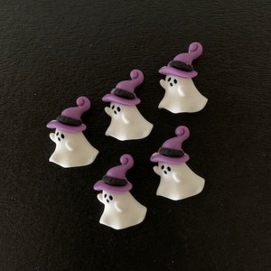 5 ghost with hat cabochons, ghost cabachon, ghost flats, ghost flatbacks, resin ghost, cabochon ghost, halloween ghost, halloween cabochon