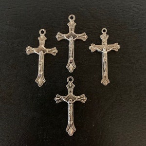 1 - 4 silver crucifix pendants, crucifix pendant, crucifix charm, crucifix jewelry, rosary making, silver cross pendant, silver crucifix