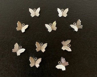 10 posable butterfly charms, metal charms, charm bracelet, butterfly charm, butterfly charm bulk, silver butterfly charm, silver butterfly