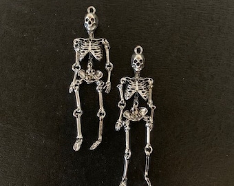 2 skeleton charms, skeleton pendant, skeleton jewelry, anatomy charms, anatomy jewelry, spooky charms, spooky pendant, spooky jewelry, bones