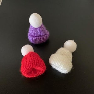 3 random mix mini knitted hats, mini knit hat, winter hat, winter doll clothes, mini hat, knit hat, doll hats, miniature hats, miniature hat