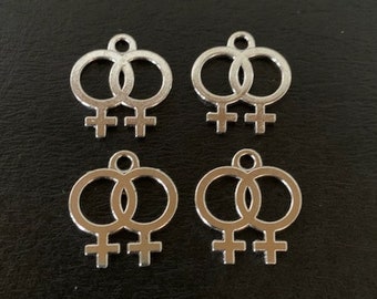 4 female symbols, female symbol, female charm, female symbol charm, gender charms, female sign, woman charm, woman symbol, lesbian charm