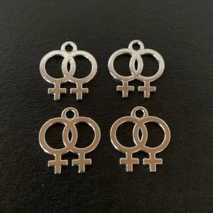 4 female symbols, female symbol, female charm, female symbol charm, gender charms, female sign, woman charm, woman symbol, lesbian charm