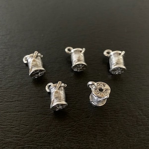 5 thread spool charms, thread charms, spool thread charm, spool charm, spool charm pack, sewing charms, quilting charms, needle and thread