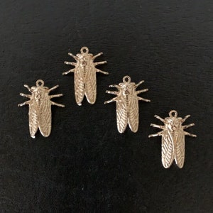 4 kc gold cicada charms, cicada pendant, cicada jewelry, cicada gift, insect charm, entomologist gift, bug charm, insect pendant, cicada
