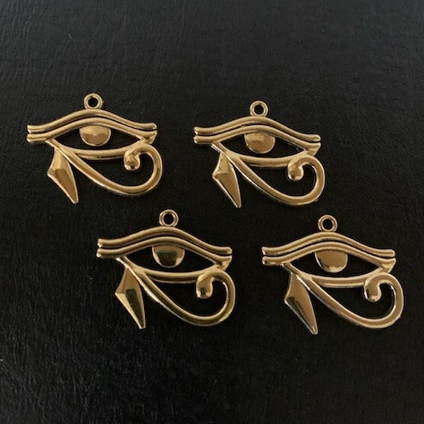 4 eye of horus charms, eye of horus charm, eye of horus jewelry, eye of horus pendant, gold eye of horus, egyption charm, wedjat charm pack