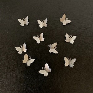 10 steel butterfly charms, metal charms, charm bracelet, butterfly charm, butterfly charm bulk, steel butterfly, dainty butterfly, butterfly