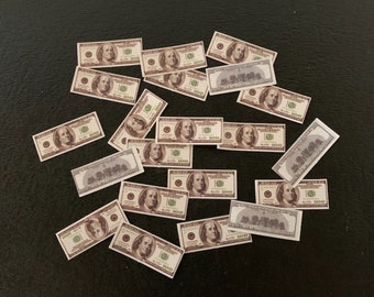 20 mini 100 dollar bills, mini money, dollhouse money, dollhouse miniatures, miniature money, pretend money, paper money, 100 dollar bill