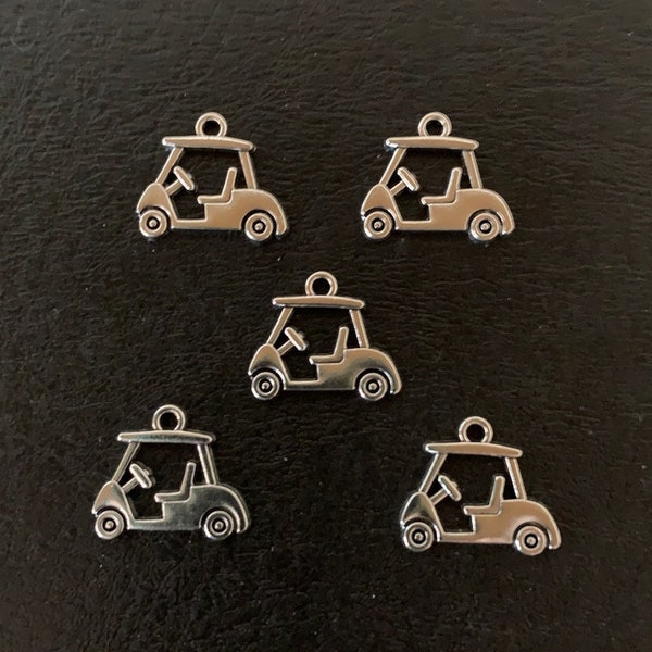 5 golf cart charms, golf cart charm, golf cart pendant, charm golf cart, charms golf cart, vehicle charm, miniature golf carts, golf carts