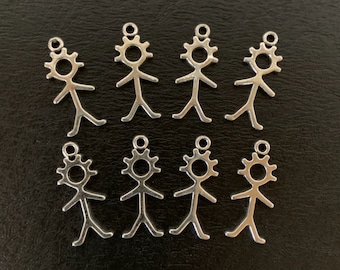 8 stick people charms, metal charm, charm bracelet, stick people, stick people images, people charms, child charms, child pendant, mom charm