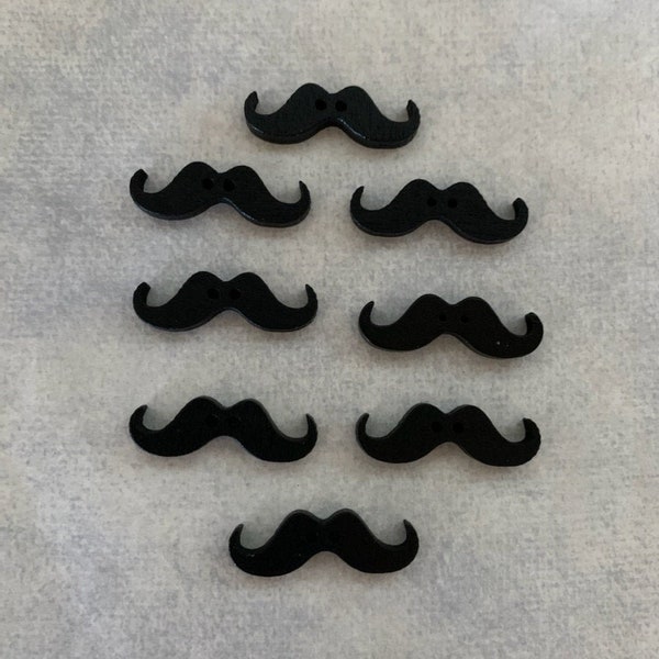 8 mustache buttons, mustache button, black mustache, handlebar mustache, black buttons, black buttons lot, mustache, unique buttons, crafts