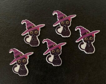 5 black cat buttons, halloween buttons, witch buttons, buttons halloween, cat buttons for sewing, buttons cat, animal buttons, buttons cats