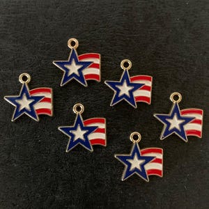 6 shooting star charms, 4th of July charms in bulk, 4th of July charms, USA charms, patriotic charm packs, patriotic charms, American charms
