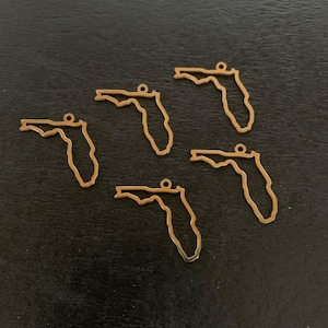 5 gold Florida charms, Florida charm, Florida pendant, Florida, Florida state, state charms, charms states, gold state charm, city charm
