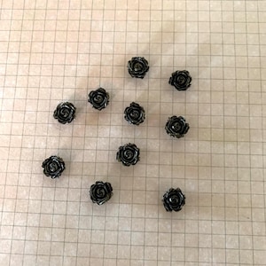 10 mini dark brown floret flats, brown flowers, mini flowers, flower flat back, flower flats, flower cabochon, resin flowers, bronze flowers