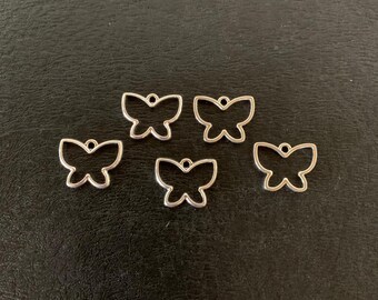 5 silver butterfly charms, metal charms, charm bracelet, butterfly charm, butterfly charms bulk, butterfly charm silver, butterfly pendant