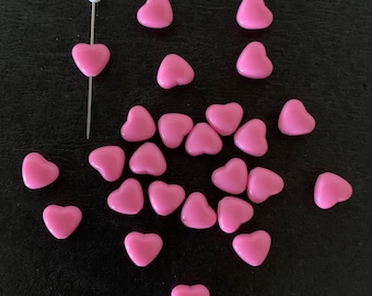 25 bright pink heart beads, mini heart beads, tiny heart bead, heart beads, pink beads, beads pink, pink heart, mini beads, mini pink hearts