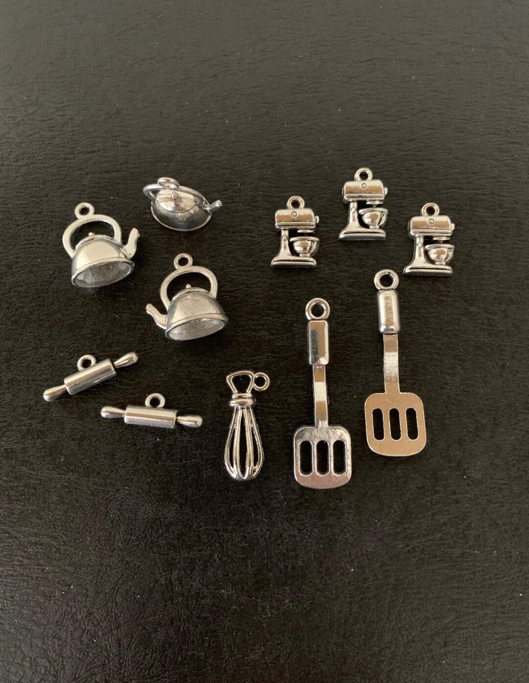 11 Silver Assorted Kitchen Charms, Metal Charms, Cooking Charm, Baking ...