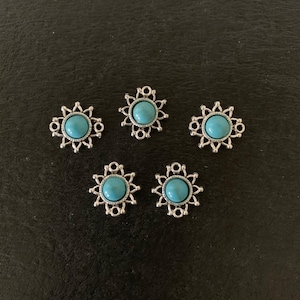 5 turquoise and silver connector charms, turquoise connectors, connector charms, connectors, turquoise charms, turquoise jewelry, southwest