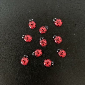 10 ladybug flats, ladybug, ladybug charm, ladybug cabochon, lady bug, lady bug charm, ladybug flatbacks, polymer ladybugs, red lady bug