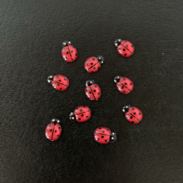 10 ladybug flats, ladybug, ladybug charm, ladybug cabochon, lady bug, lady bug charm, ladybug flatbacks, polymer ladybugs, red lady bug