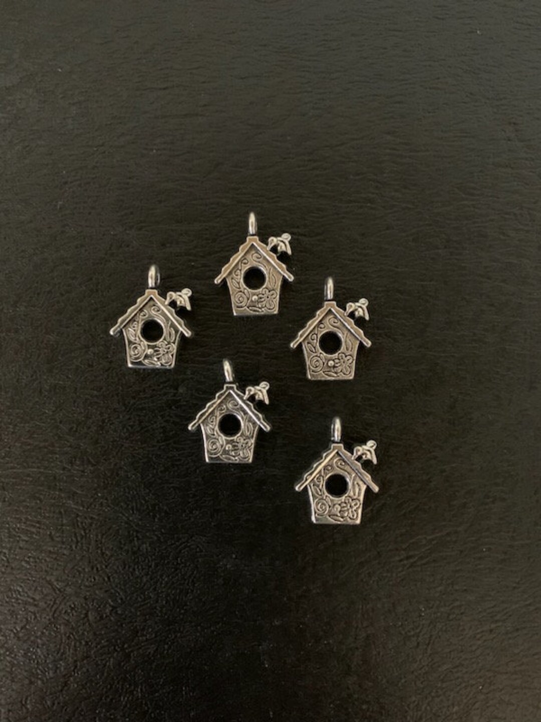 5 Sm Silver Birdhouse Charms, Birdhouse Charms, Birdhouse Charm, Silver