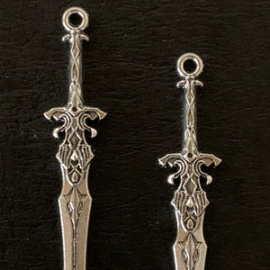 2 Sword Pendants, Sword Charms, Sword Charm Large, Sword, Silver Swords ...