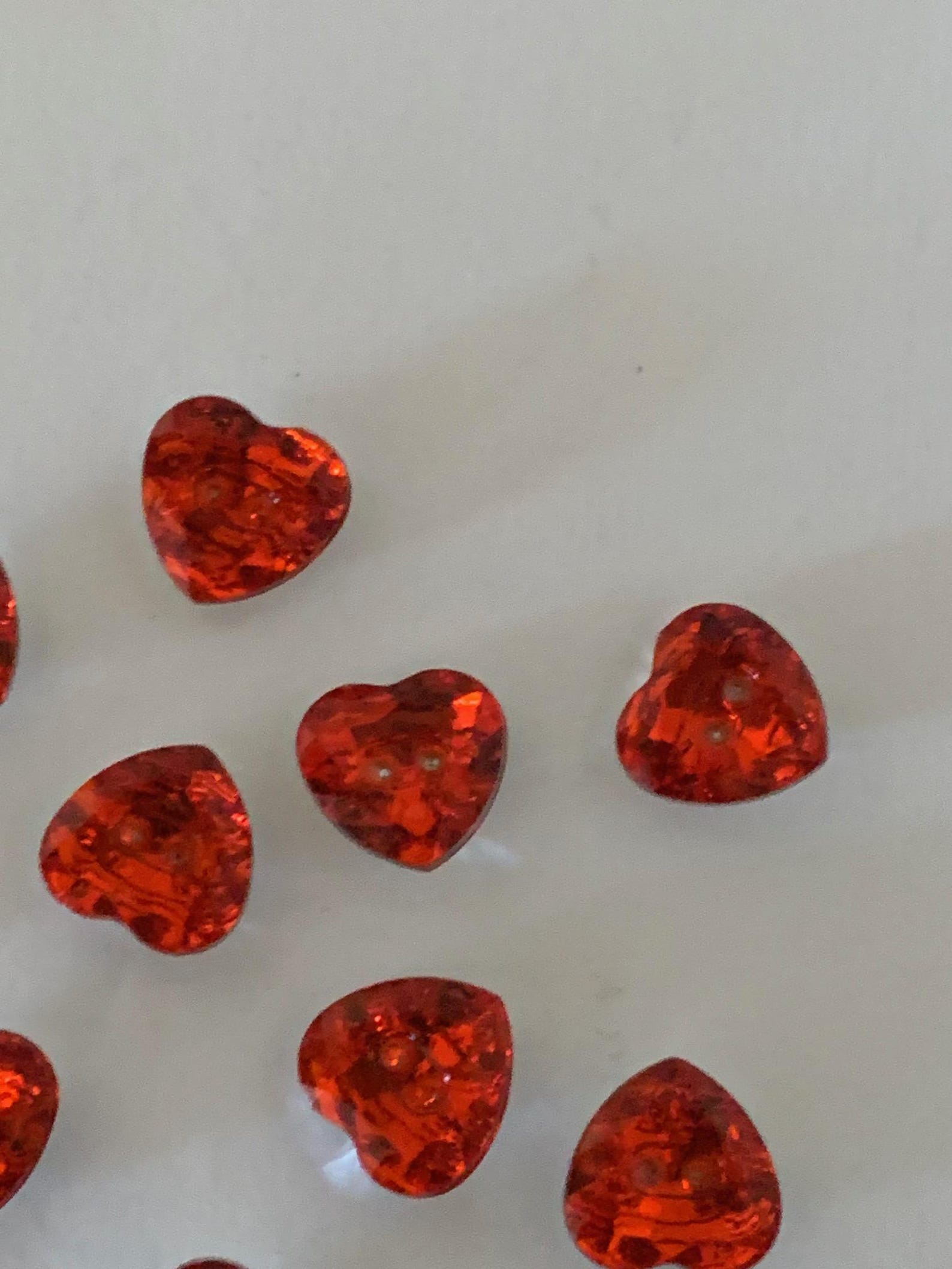 10 Crystal Look Red Heart Buttons, Red Heart Buttons, Heart Buttons ...