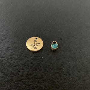 2 pc set gold Dec birth flower & birthstone charms, December flower, December birthstone, December charm, holly birth flower, holly jewelry