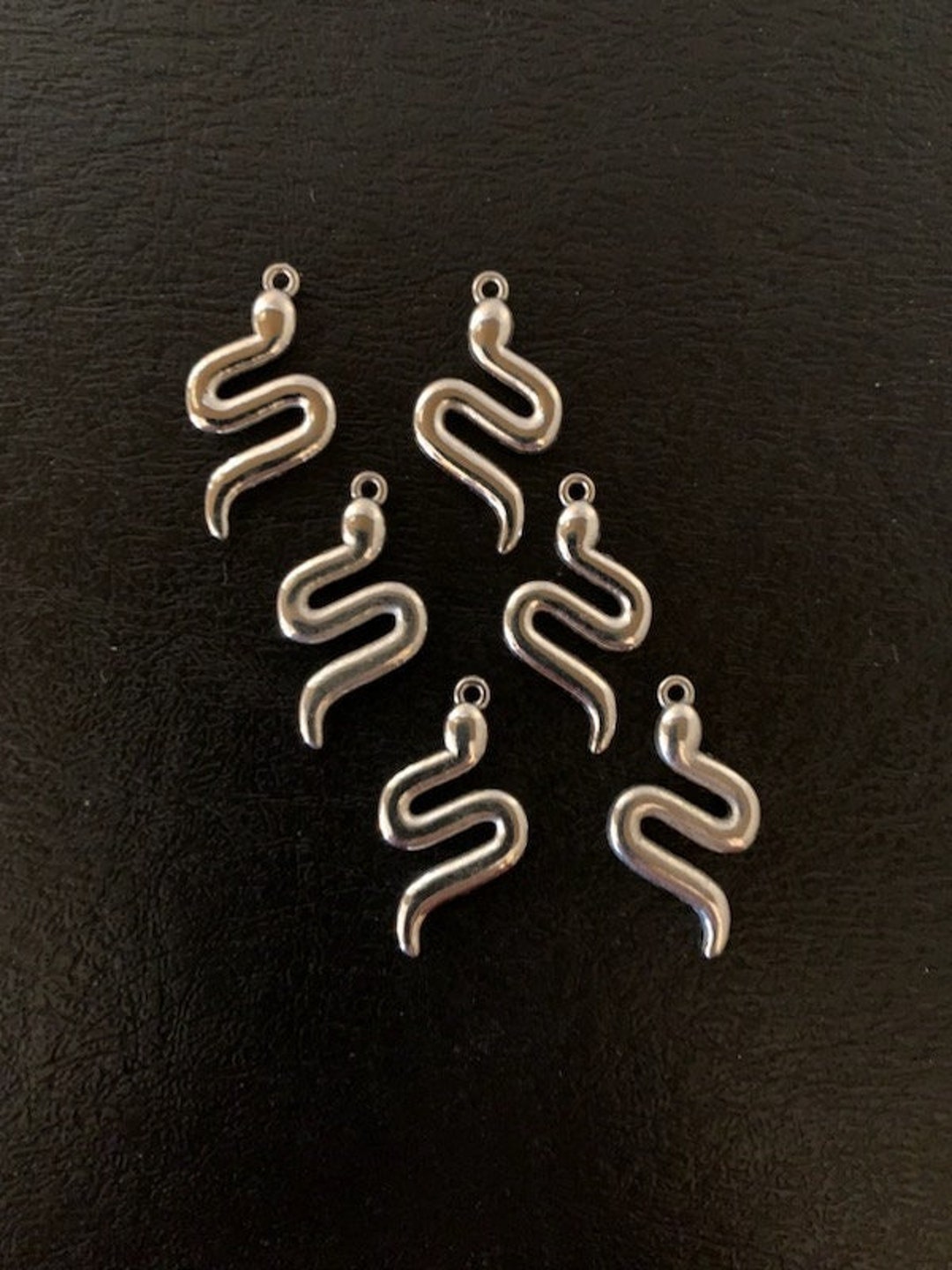 6 Snake Charms, Metal Charms, Charm Bracelet, Snake Charm, Snake Charm Bulk, Snake Charm Silver