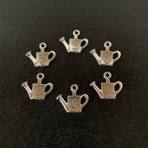 6 sm watering can charms, watering can charm, mini watering can, watering can, watering can craft, flower watering can, charm garden, garden