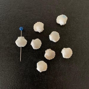 8 ecru and tan ceramic shell beads, shell beads, beads shell, ocean beads, beach beads, beads beach, beads ocean, shell jewelry, seashells