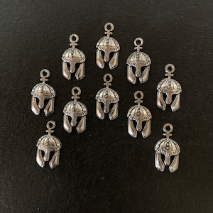 5 silver knights templar helmet charms, helmet charms, knights templar charm, knights gift, knights templar, knights jewelry, medieval charm