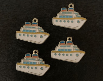 4 gold cruise ship charms, cruise ship charm, cruise ship pendant, cruise ship jewelry, gold ship charms, cruise charm, ship charm, cruise
