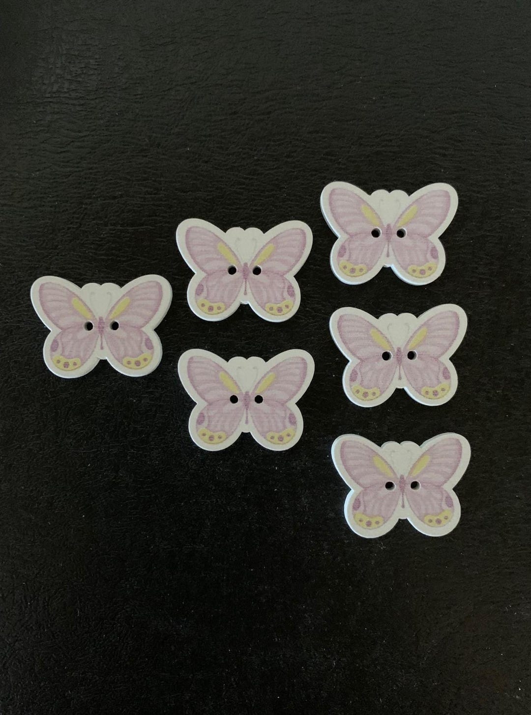 6 Light Purple Butterfly Wood Buttons, Butterfly Buttons, Purple ...