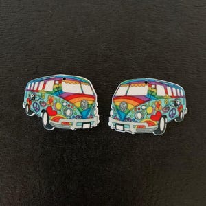 2 retro vw van pendants, vw charms, vw van, hippie bus, hippie charms, hippie pendant, retro pendant, retro charms, hippie jewelry, retro