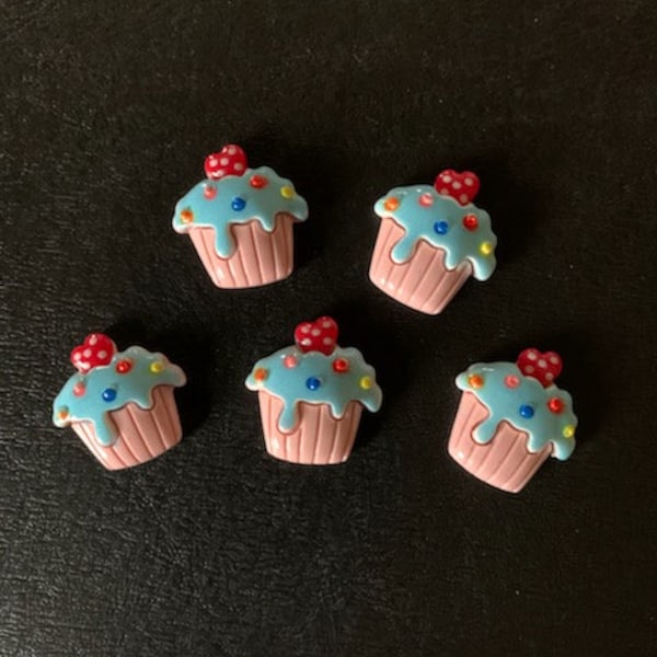 5 cupcake cabochons, cupcake flats, cupcake flatbacks, fake cupcakes, baking crafts, baked goods, flatback cabochons, cupcakes, cup cakes