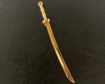 1 gold tone sword pendants, sword charm, sword charm large, gold sword, gold sword charm, pirate charm, pendant sword, medieval swords