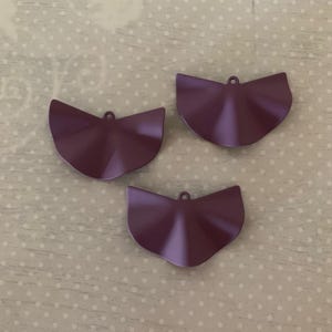 3 purple wavy half circle pendants, wavy pendant, half circle pendants, purple pendent, purple pendant, metal pendant, purple jewelry, metal