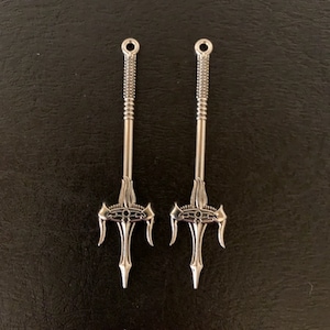 2 silver trident pendants, trident charms, trident charm large, silver tridents, silver trident charm, trident, tridents, ocean charm, ocean