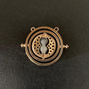 1 lg gold rotary hourglass pendant, hourglass pendant, hourglass jewelry, hour glass pendant, rotary pendent, time turner jewelry, hourglass